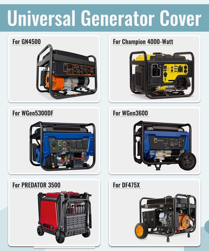 SHINESTAR Universal Generator Cover 26 x 20 x 20 inch - for 3000-5000 Watt Portable Generators, for Westinghouse, Champion, WEN, DuroMax and More, Heavy Duty Waterproof 600D Polyester, Black - Image 3